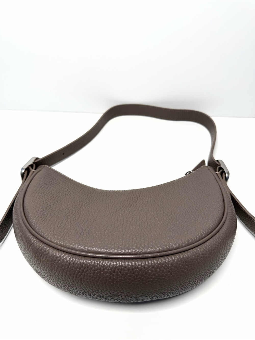 Quince Italian Leather Convertible Mini Crescent Shoulder Bag - Taupe - Picture 6 of 9